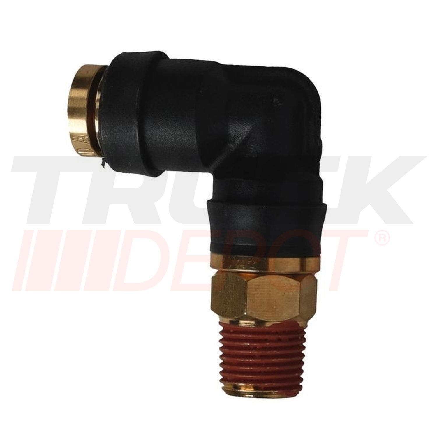 Codo 90° acople rapido 1/4 cañeria X 1/8 baquelita