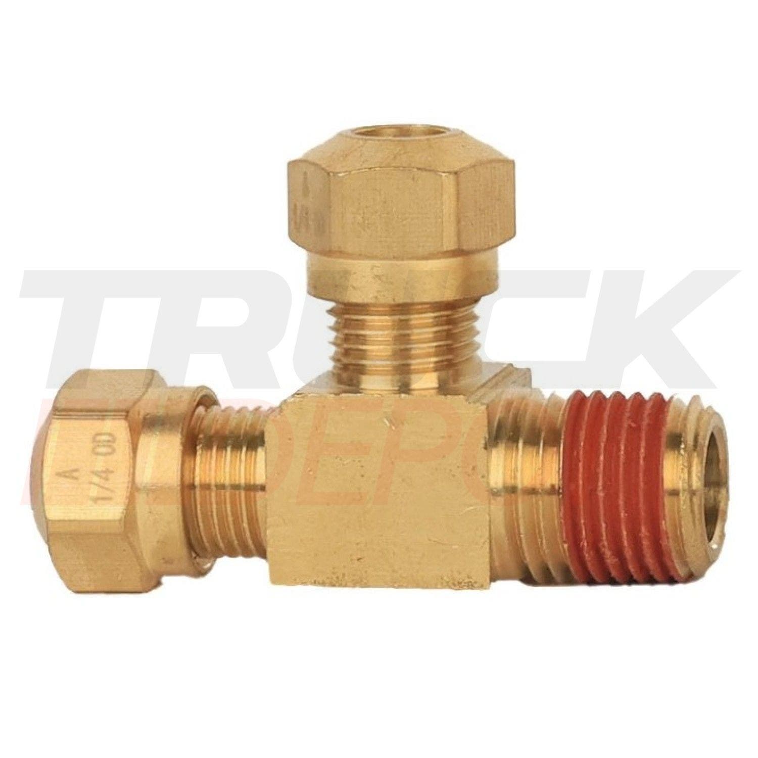 Tee de bronce con rosca 1/4 cañeria c 1/4 baquelita