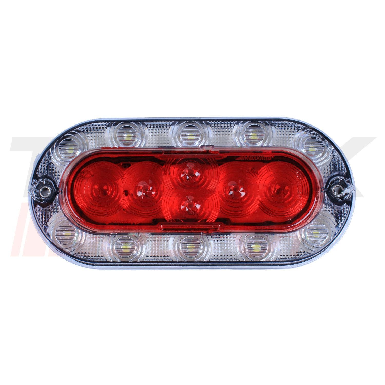 Stop ovalado de 6" rojo lente blanco de 9 LED