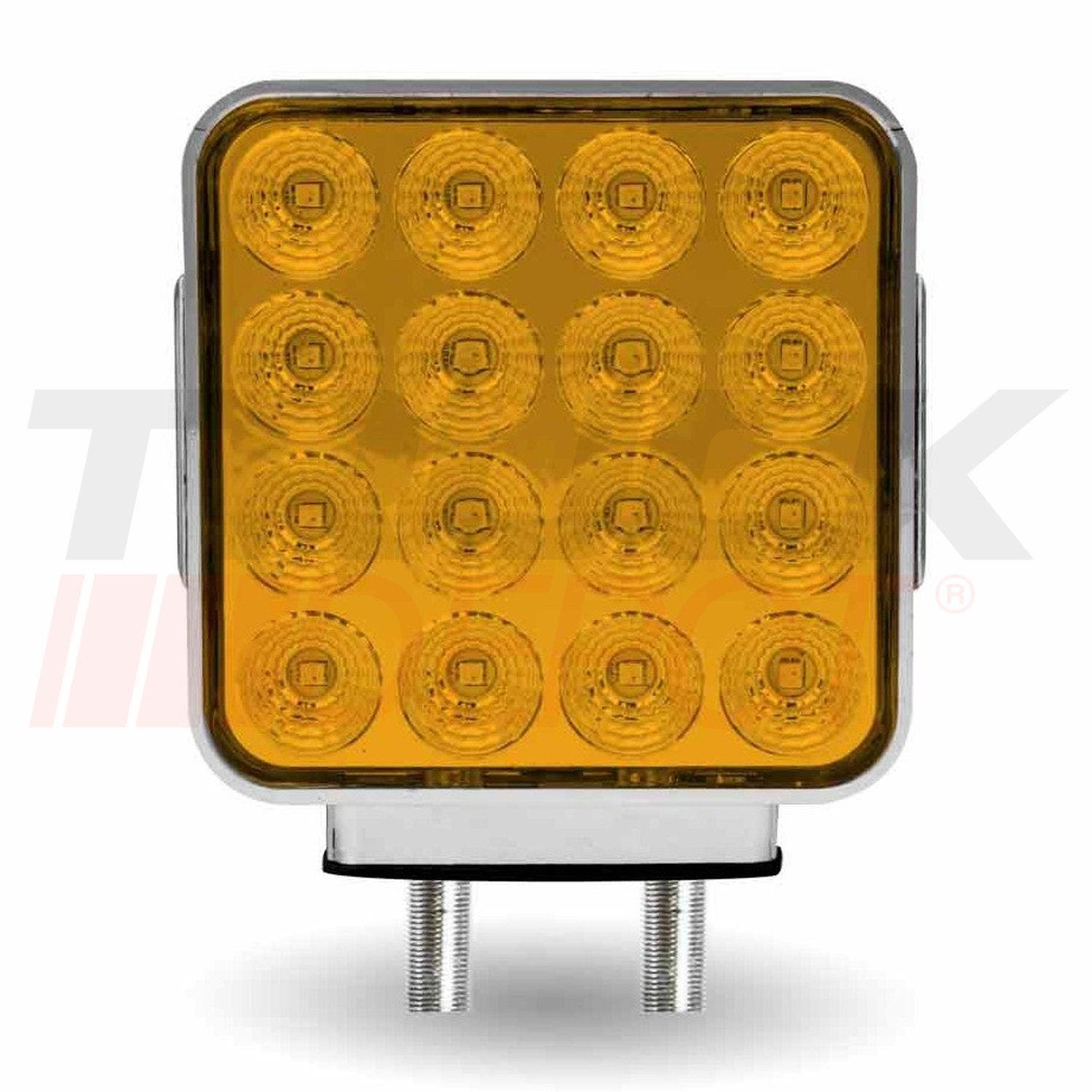 Via frontal  Cuadrada led de 2 tornillos  - 42 diodos  12V  Con Reflector Integrado - Ámbar/Roja - Alta Visibilidad 360° - Marca TRUX