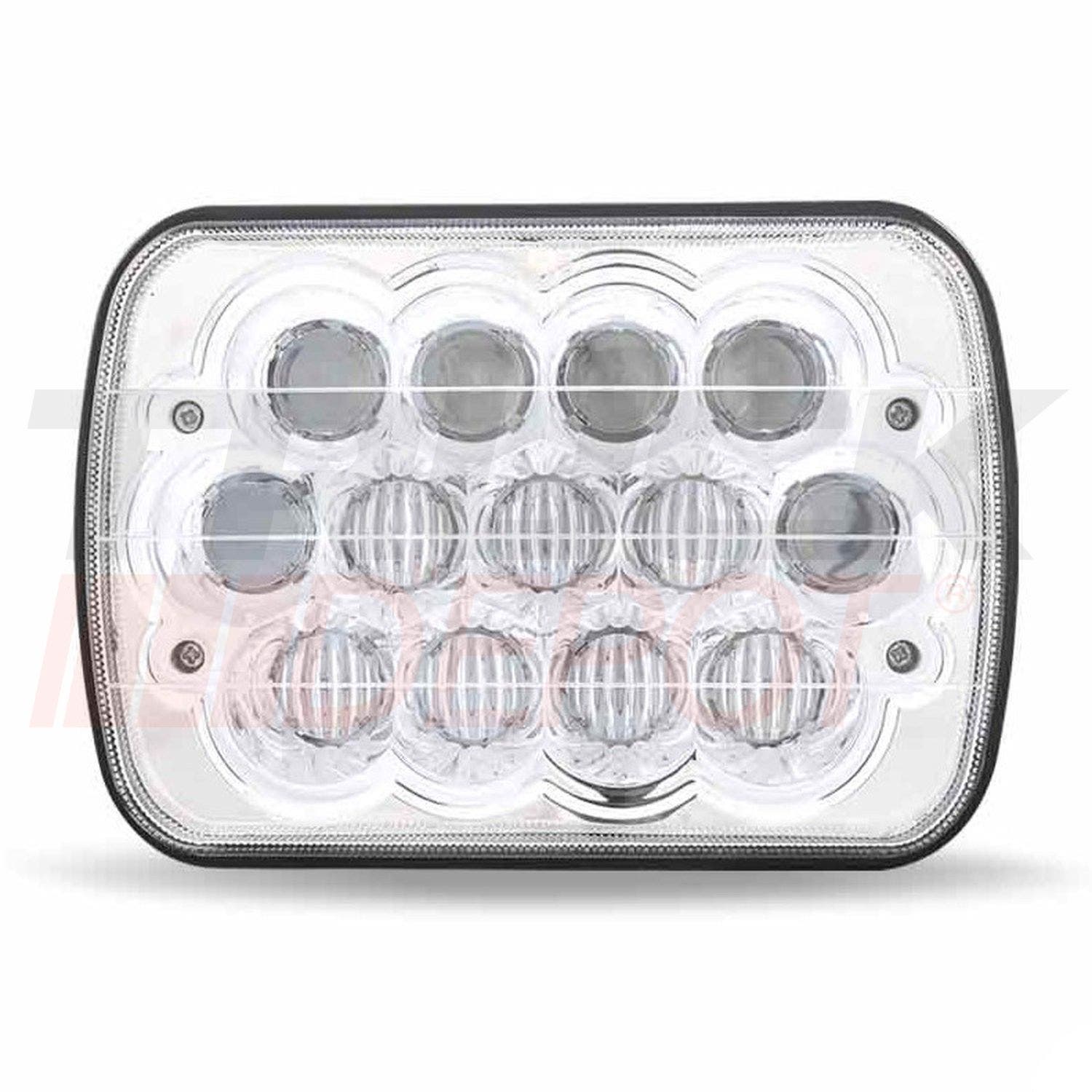Foco LED cuadrado Cromado de 5" x 7" - 13 Diodos LED - 1900 Lúmenes - Luz Alta y Baja (Tipo H6054)  - Marca TRUX