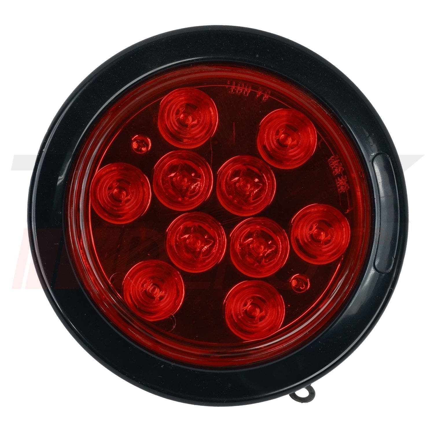 Stop redondo sellado 4" base negra 10 LED 3 tornillos rojo