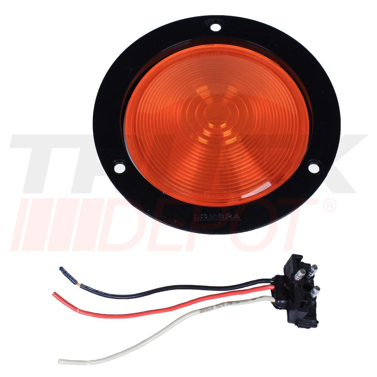 Stop redondo sellado 4" base negra 3 tornillos ámbar
