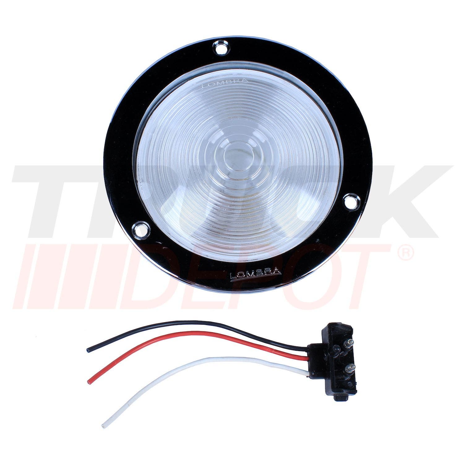 Stop redondo sellado 4" base cromada 3 tornillos claro