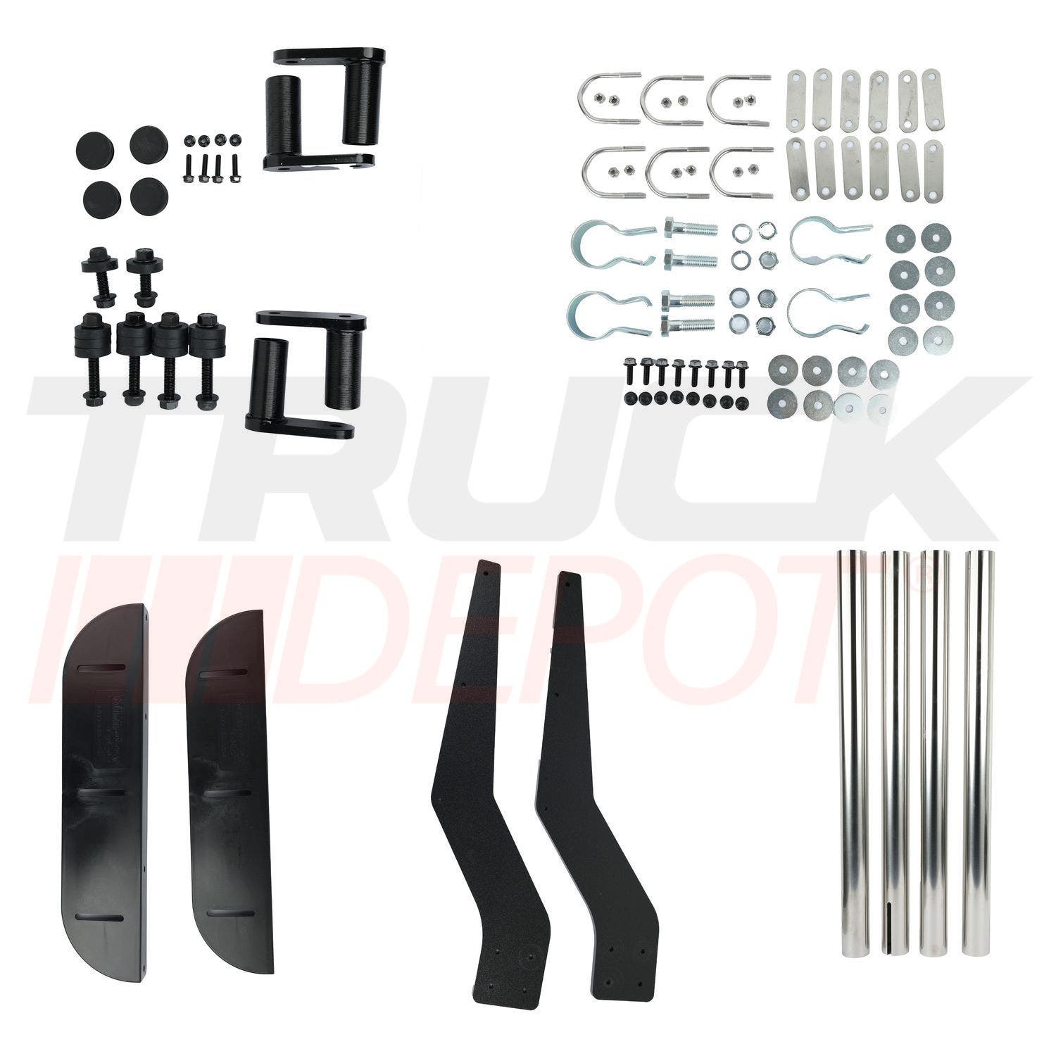 Kit de soportes acero inoxidable para instalacion de guardafangos 2 ejes traseros ambos lados