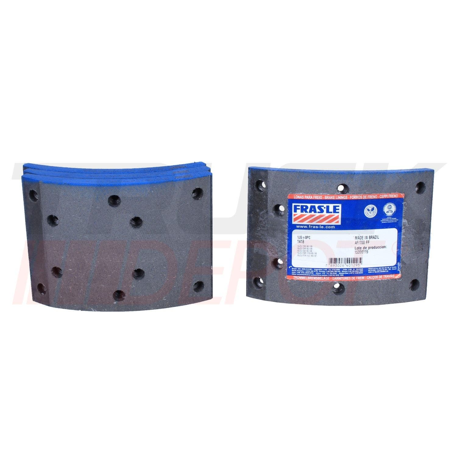 Juego de fricción en block delantera para Isuzu Forward 87-91 1418 AF/700 std Frasle
