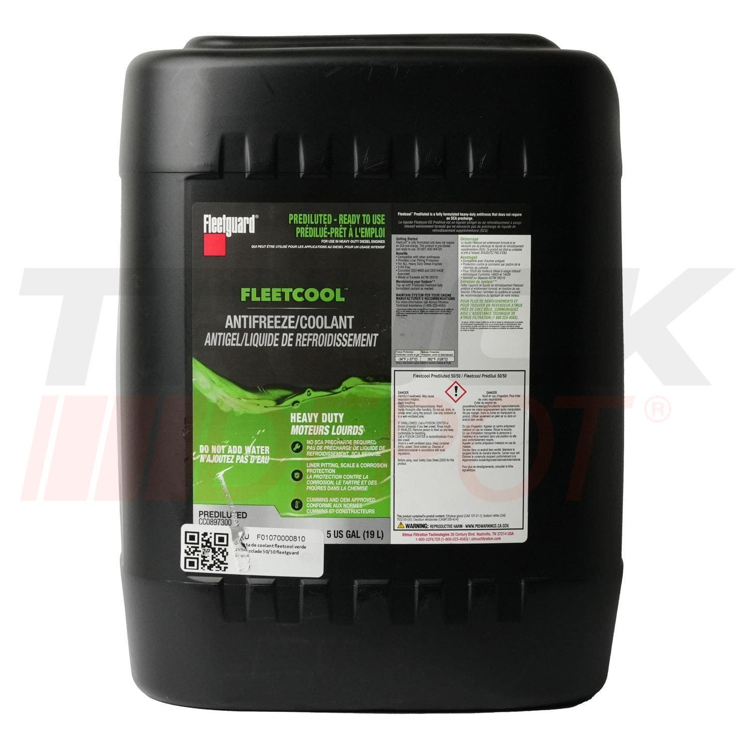 Cubeta de coolant fleetcool verde premezclado 50/50 fleetguard