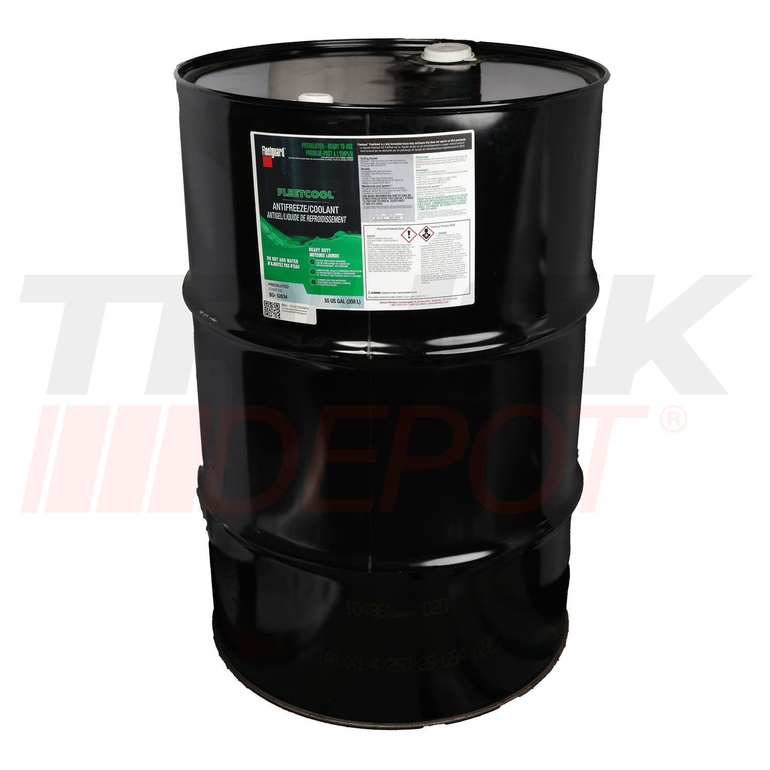 Barril de coolant fleetcol verde premezclado 50/50 fleetguard
