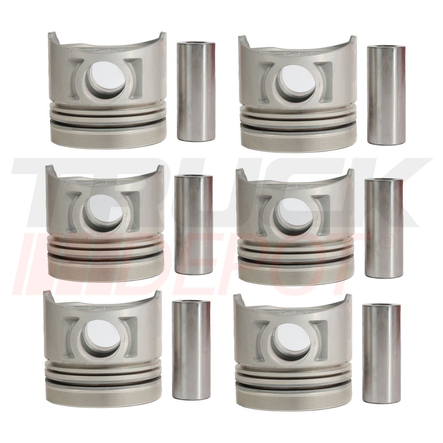 Juego de pistones Isuzu 6BG1 turbo 3 anillos planos precamara cuadrada pasador 35 mm (6 piezas)