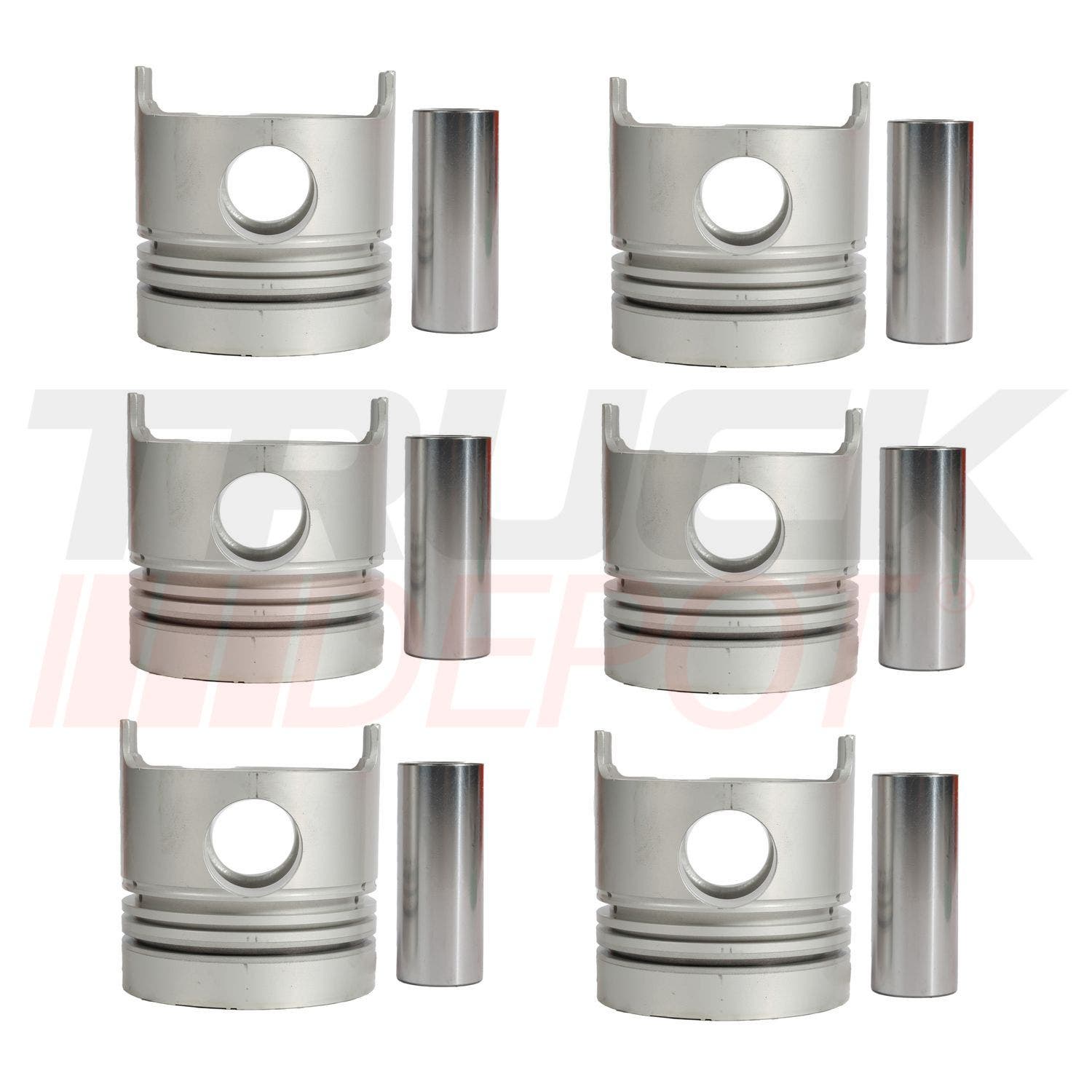 Juego de pistones Isuzu 6BD1-T con alfin alto 3 anillos precamara cuadrada pasador 35mm (6 piezas)